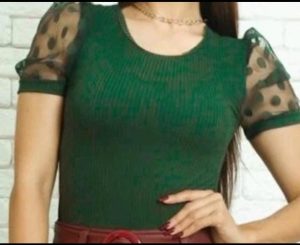 BLUSA FEMININA CANELADO PREMIUM MANGAS EM TULE DE POÁ